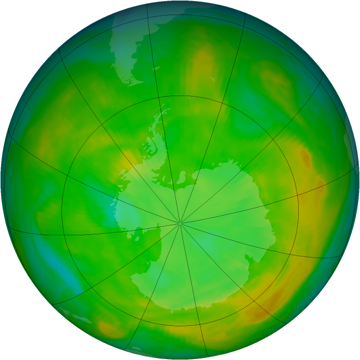 Antarctic ozone map for 26 December 1979